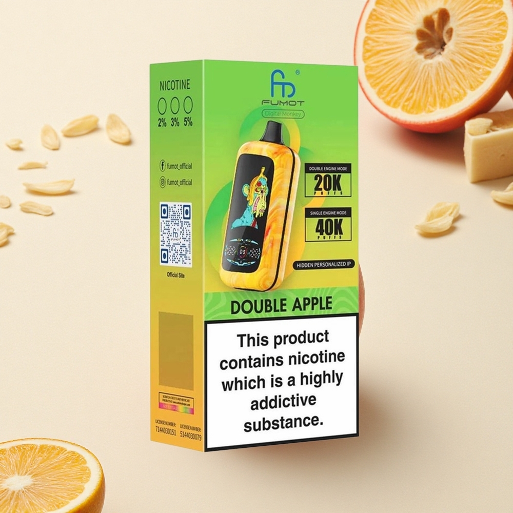 Fumot Digital Monkey 20000/40000 Puffs تفاح مزدوج محسن ببطارية 850 ومحرك مزدوج