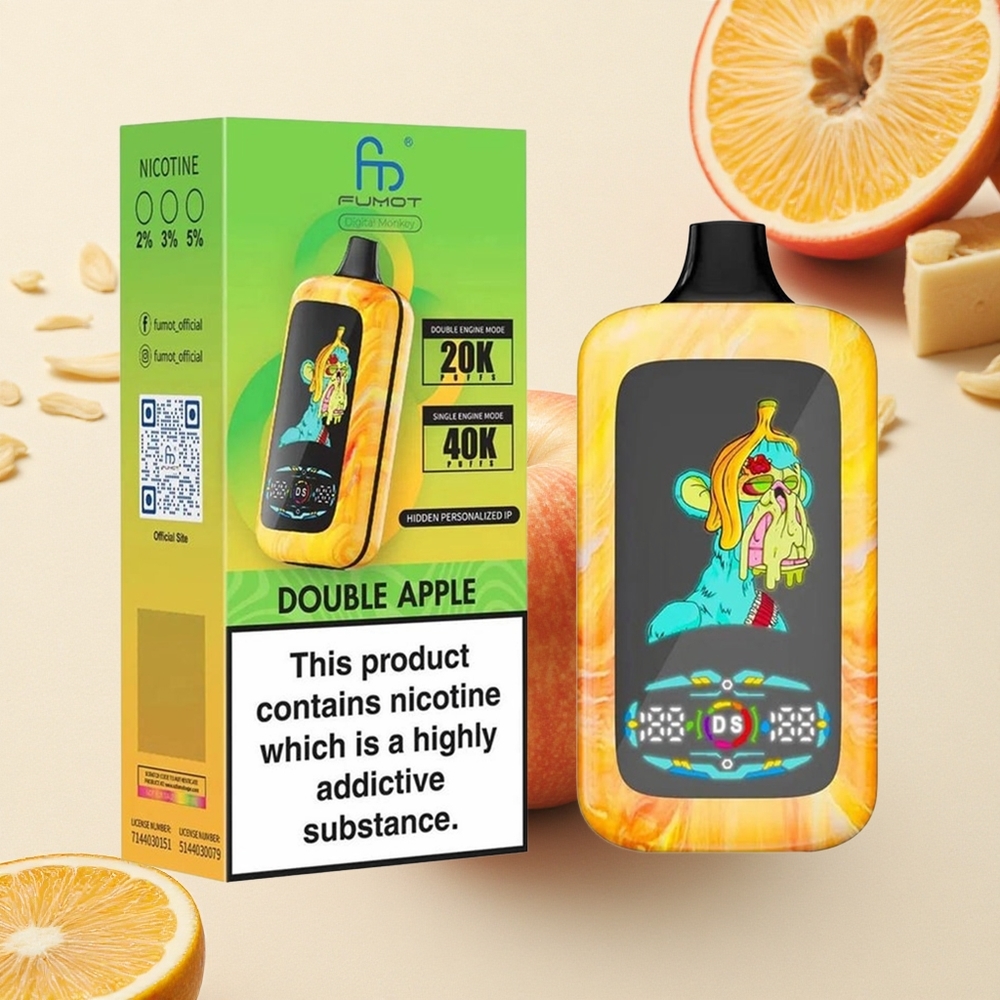 Fumot Digital Monkey 20000/40000 Puffs تفاح مزدوج محسن ببطارية 850 ومحرك مزدوج