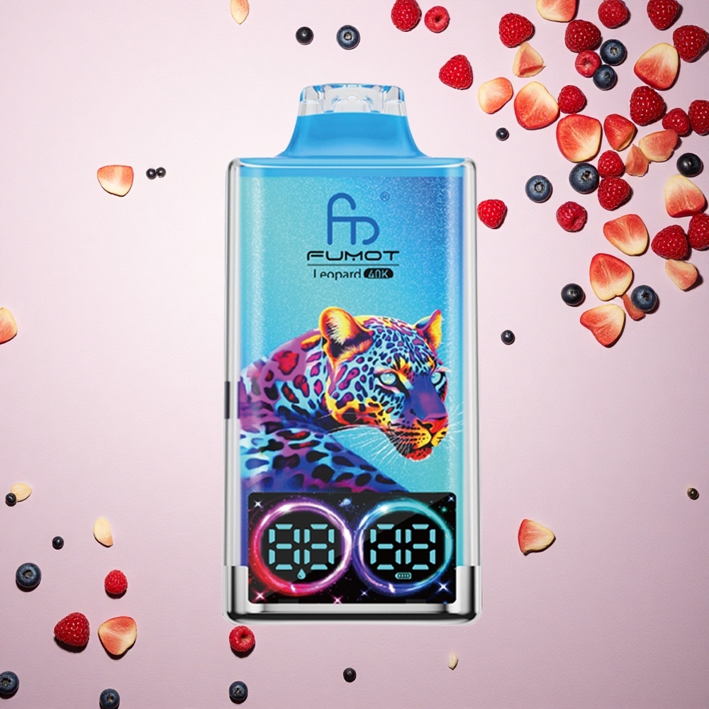 Fumot Leopard 40K Puffs توت أزرق - توت العليق بنسبة 3% نيكوتين مع شحن نوع-سي