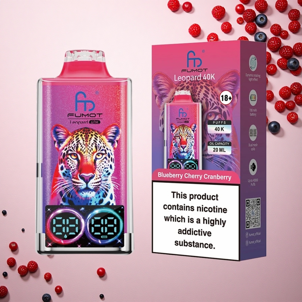 Fumot Leopard 40K Puffs العنبية الكرز التوت البري 5% نيكوتين شحن نوع سي 700 مللي أمبير