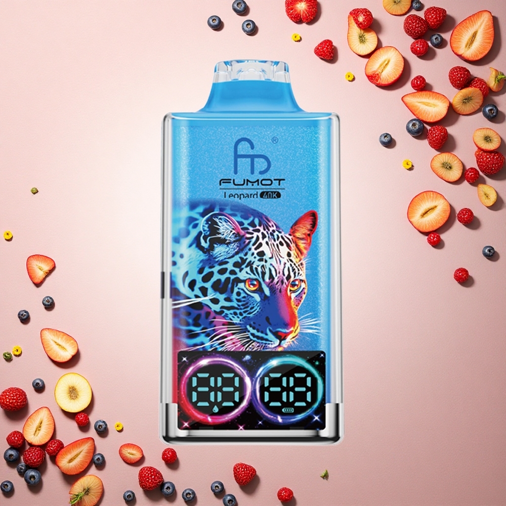 Fumot Leopard 40K Puffs توت مختلط بنسبة 5% نيكوتين وبطارية 700 مللي أمبير وشبكة مزدوجة