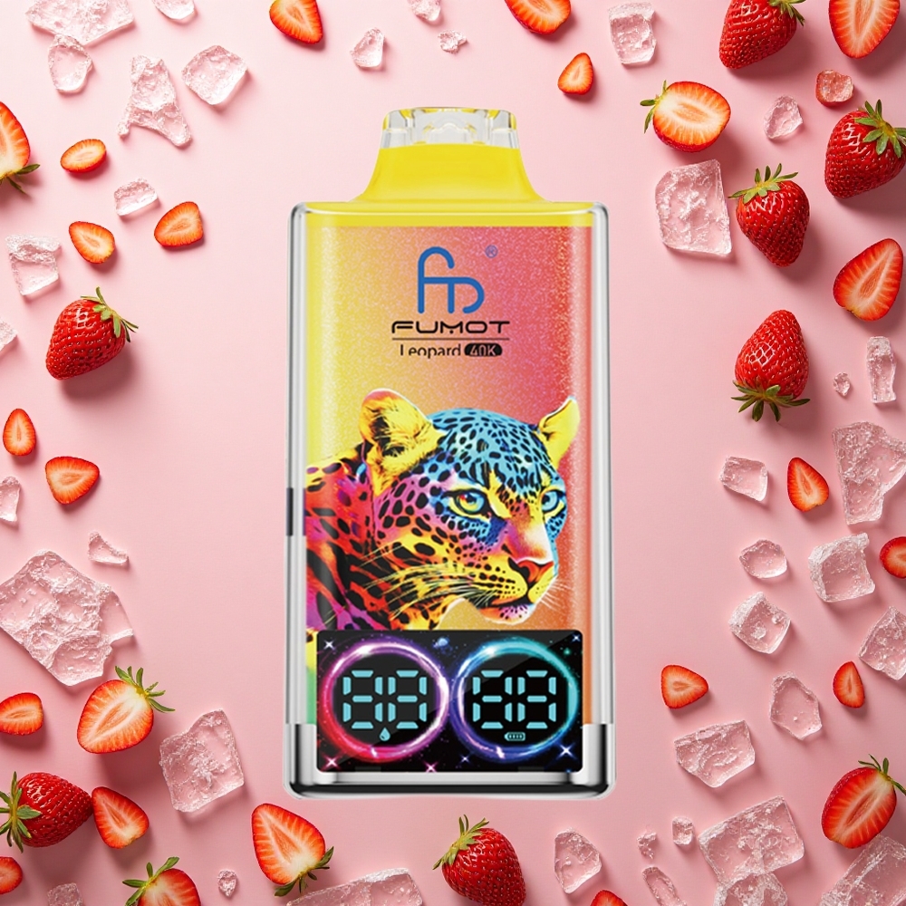 Fumot Leopard 40K Puffs آيس كريم الفراولة بنسبة 5% نيكوتين وشحن نوع سي وبطارية 700 مللي أمبير