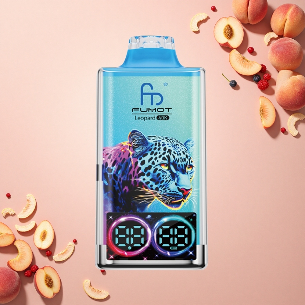 Fumot Leopard 40K Puffs خوخ وتوت بنسبة 5% مع شحن نوع سي وسبائك مزدوجة