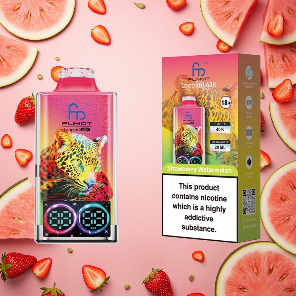 Fumot Leopard 40K Puffs فراولة بطيخ بنسبة 5% نيكوتين وشحن Type-C وبطارية 700mAh