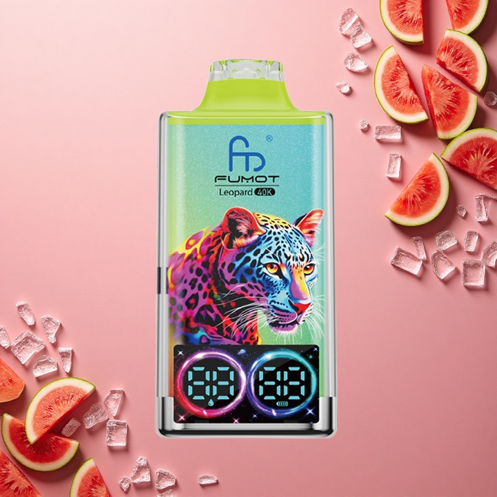Fumot Leopard 40K Puffs بطيخ مثلج بنسبة 5٪ مع شحن Type-C وعرض رقمي للطاقة