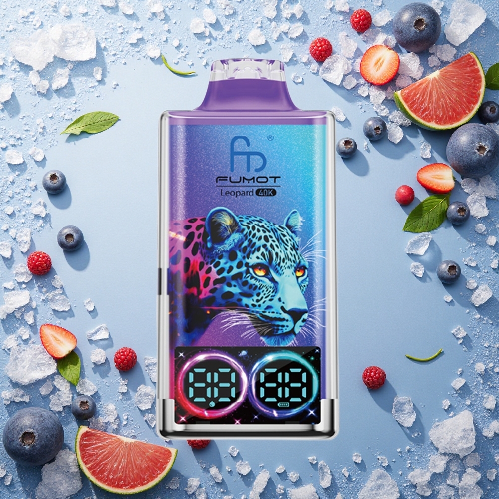 Fumot Leopard 40K Puffs التوت الأزرق على الثلج بنسبة 5% نيكوتين وشحن Type-C و Dual Mesh