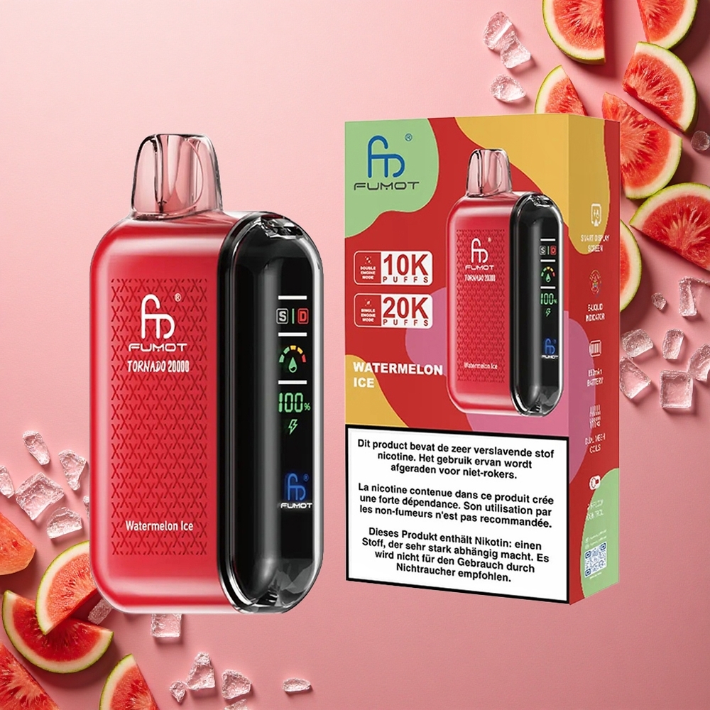 Fumot Tornado 20000 Puffs بطيخ مثلج بشاشة ذكية