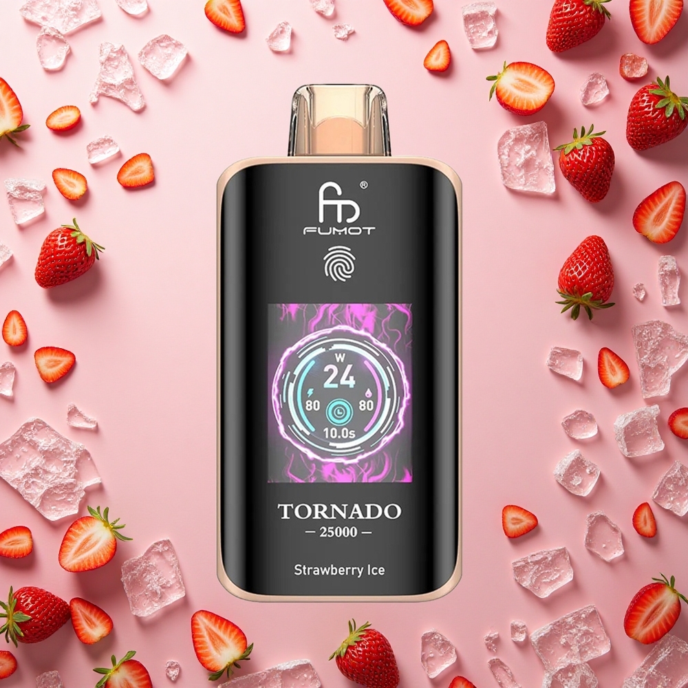 Fumot Tornado 25000 Puffs فراولة آيس شاشة عالية الدقة 700 مللي أمبير