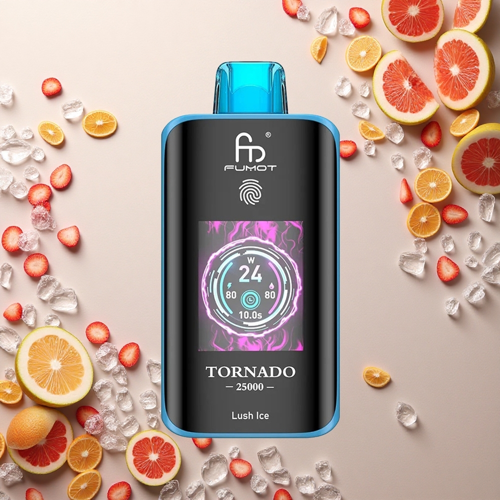 Fumot Tornado 25000 Puffs لوش آيس شاشة عالية الدقة وبطارية قابلة للشحن 700 مللي أمبير