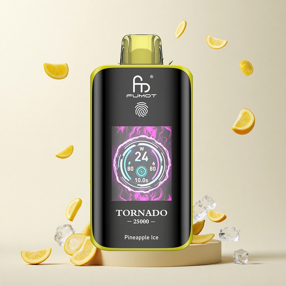Fumot Tornado 25000 Puffs أناناس جليدي بشاشة عالية الدقة وبطارية قابلة لإعادة الشحن