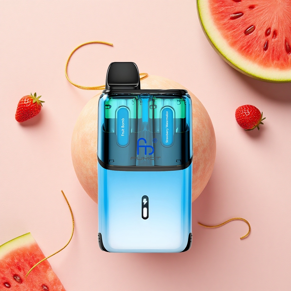 Fumot Ultra T32000 Puffs فاكهة القنبلة - فراولة بطيخ بشحن سريع وبطارية 800 مللي أمبير وتقنية ملف شبكي متقدم