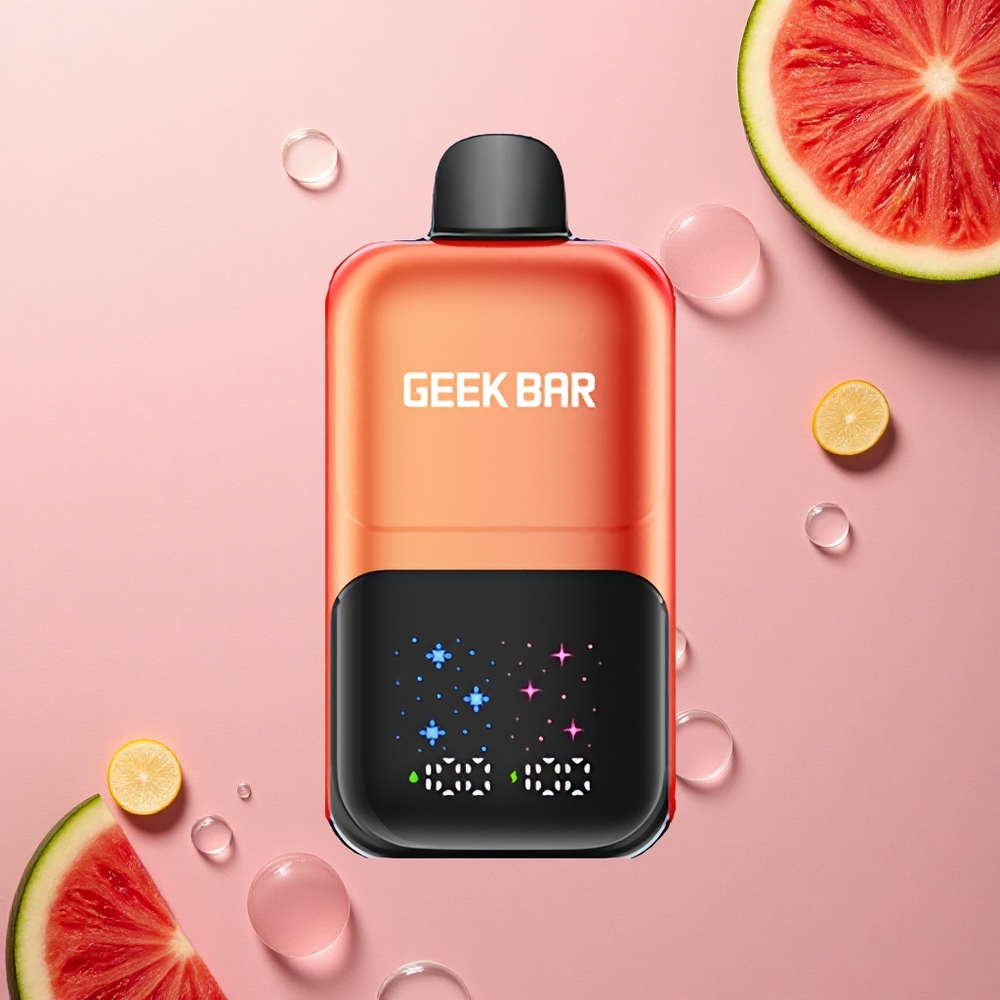 GEEK BAR 2GO 20ml 50000 Puffs علكة البطيخ المثلجة بالنعناع بشاشة كبيرة وقابلة لإعادة الشحن