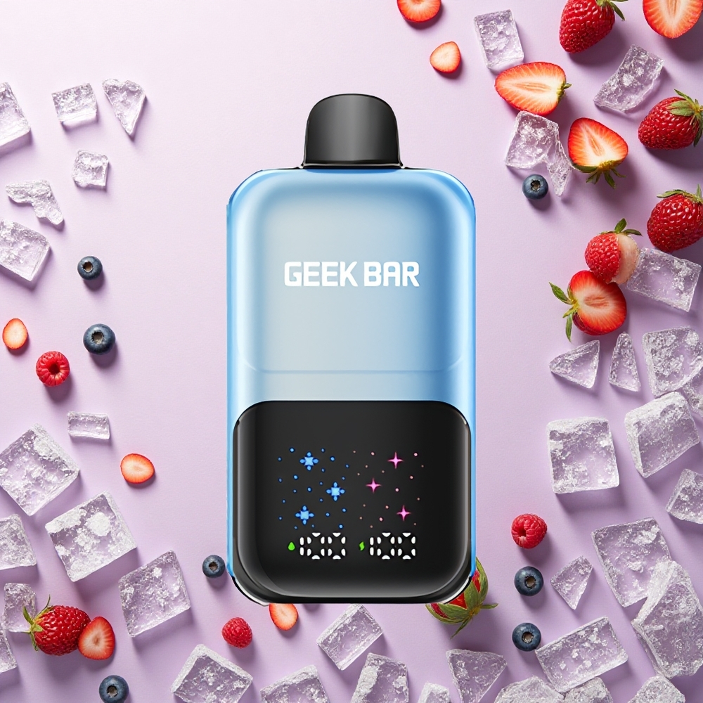 GEEK BAR 2GO 20ml 50000 Puffs توت العليق الأزرق الجليدي شاشة كبيرة بنكهات قابلة للتعديل