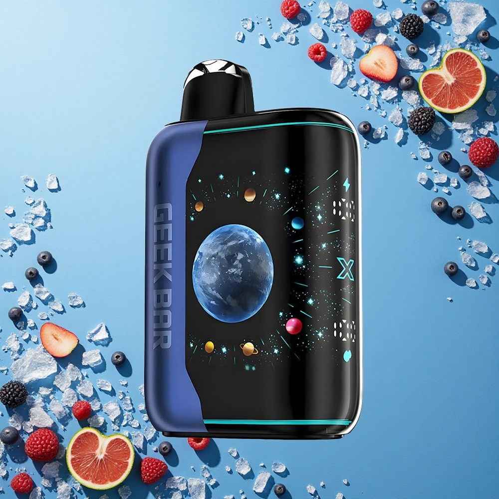 GEEK BAR Platinum Edition 25000 Puffs أزرق توت الجليد بـ 2% نيكوتين وشاشة منحنية ثلاثية الأبعاد وشحن سريع