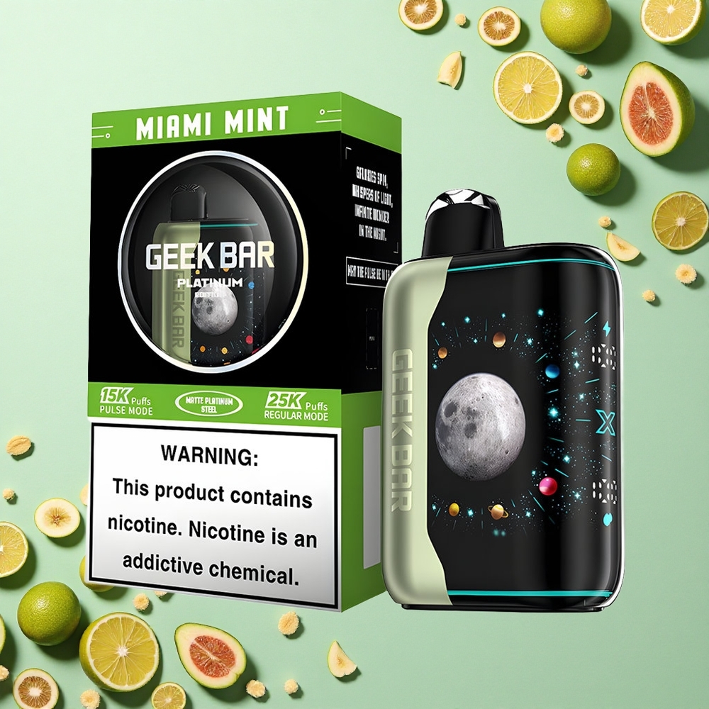 GEEK BAR Platinum Edition 25000 Puffs نعناع ميامي بشاشة منحنية وشحن سريع