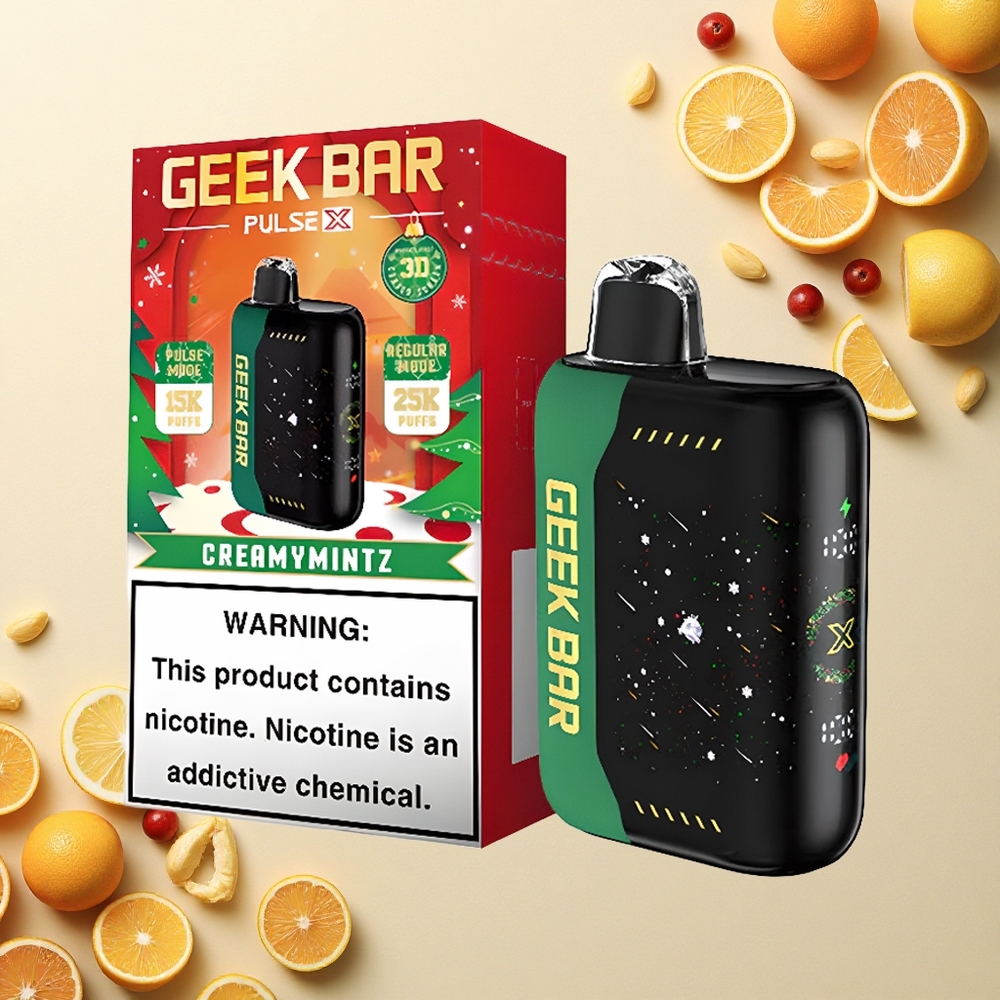 GEEK BAR Pulse X 25000 Puffs عيد الميلاد إدition بشاشة منحنية ثلاثية الأبعاد وشحن USB نوع-C