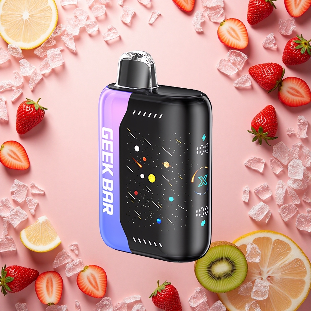 GEEK BAR Pulse X 42K Puffs Meteor Edition آيس فراولة وكيوي بشاشة منحنية وتقنية تزامن الطاقة
