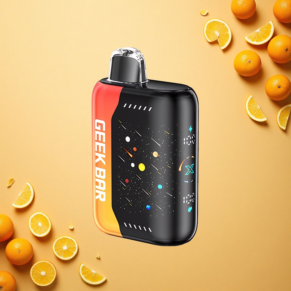 GEEK BAR Pulse X 42K Puffs Meteor Edition التنين البرتقالي ذو الشاشة المنحنية الثلاثية وشاحن السريع والملف المزدوج