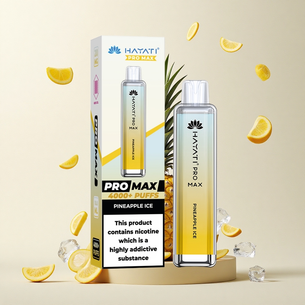 Hayati Pro Max 4000 Puffs أناناس جليدي مع بطارية 1400 مللي أمبير وملء تلقائي 10 مل