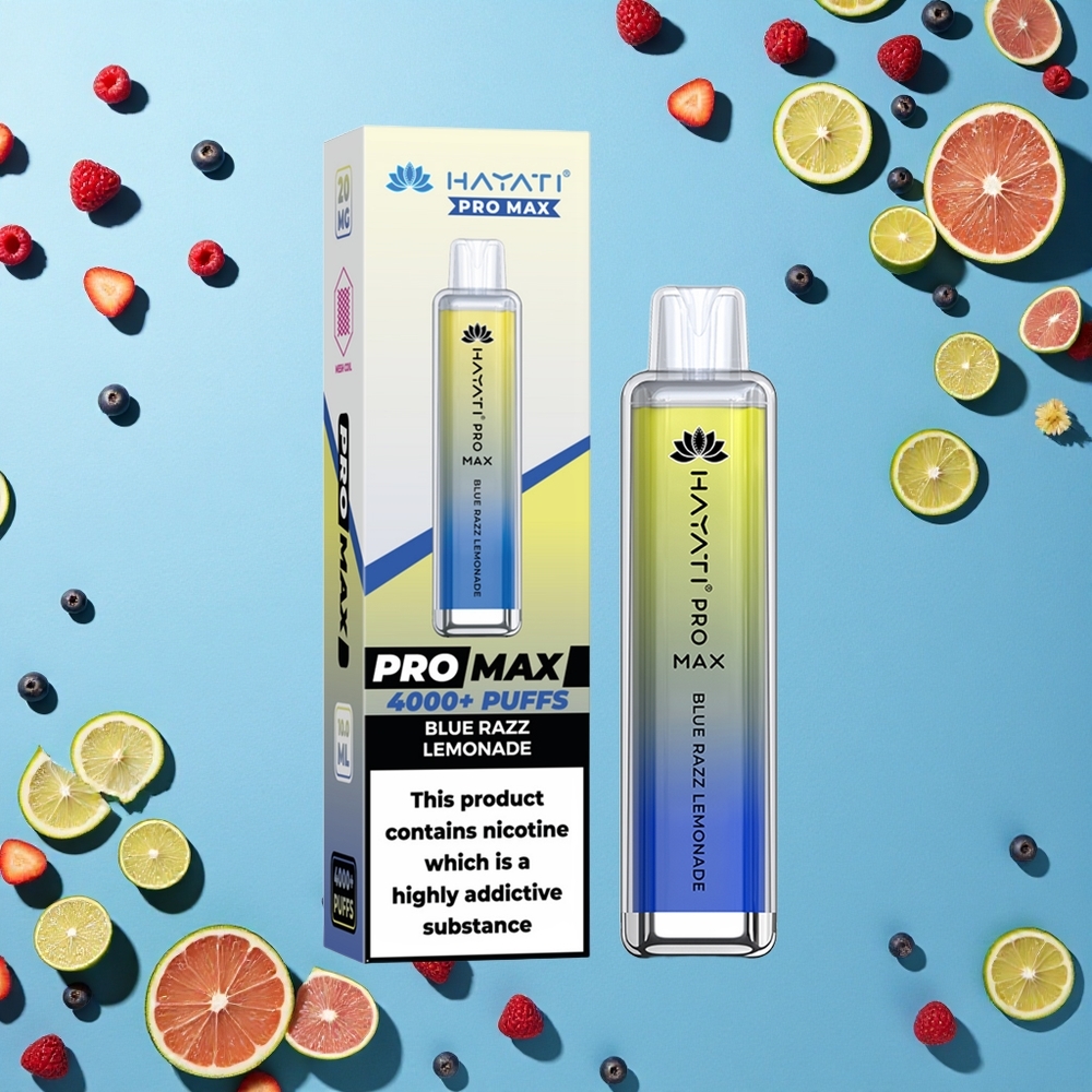 Hayati Pro Max 4000 Puffs عصير الليمون الأزرق الغازي ببطارية 1400 مللي أمبير وملء تلقائي 10 مل