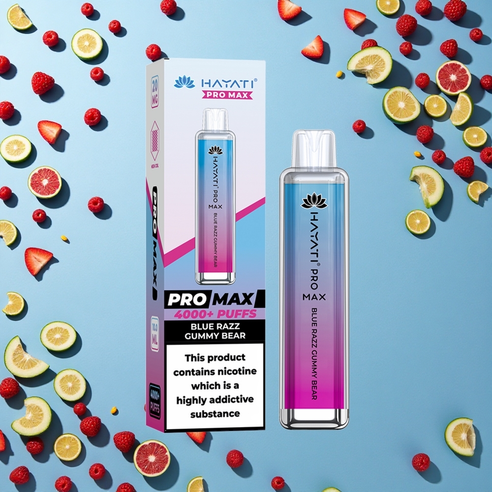 Hayati Pro Max 4000 Puffs أزرق توت حلوى دب بطارية قوية 1400 مللي أمبير