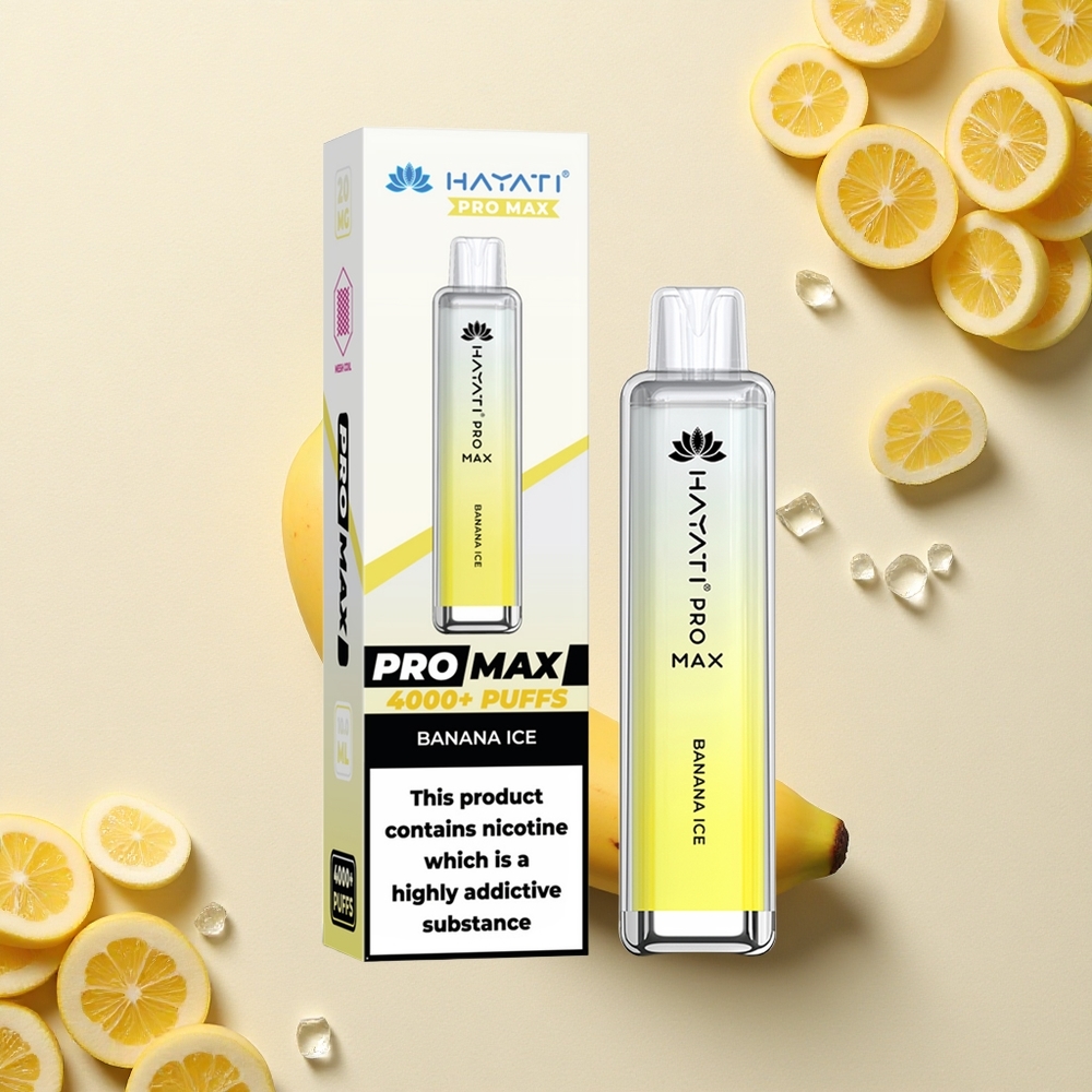 Hayati Pro Max 4000 Puffs بنانا آيس 1400 مللي أمبير بلورة