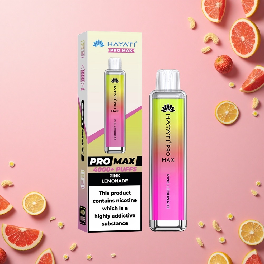 Hayati Pro Max 4000 Puffs عصير الليمون الوردي برو ماكس بلورى شاحن 1400 ملي أمبير