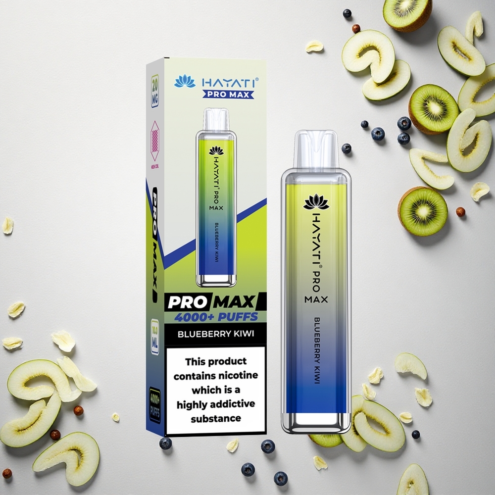 Hayati Pro Max 4000 Puffs توت أزرق وكيوي مزدوج 1.1 أوم