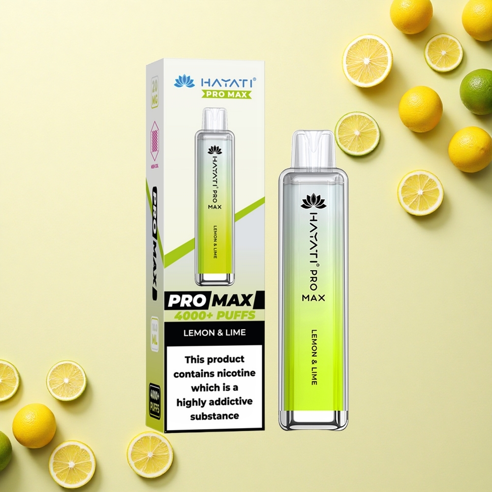 Hayati Pro Max 4000 Puffs ليمون ولايم مزود ببطارية قابلة للشحن وملف مزدوج 1.1 أوم