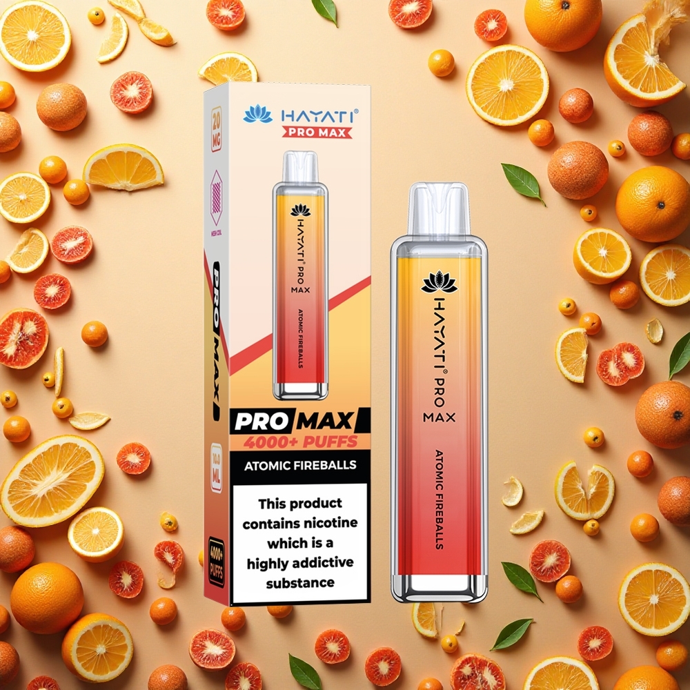 Hayati Pro Max 4000 Puffs كرة النار الذرية بلورية 2مل 5%