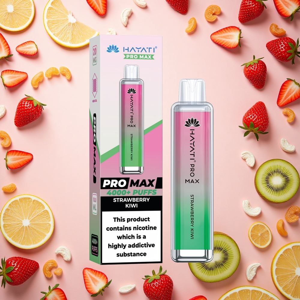 Hayati Pro Max 4000 Puffs فراولة كيوي بلوري 2مل شبكة مزدوجة