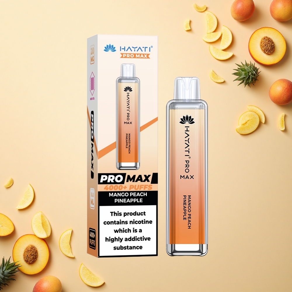 Hayati Pro Max 4000 Puffs مانجو خوخ أناناس بلورة قابلة لإعادة الشحن 2 مل