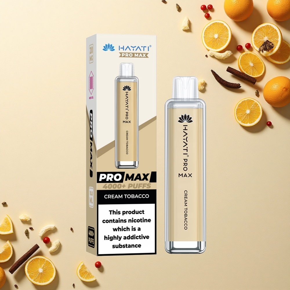 Hayati Pro Max 4000 Puffs تبغ الكريمة المزدوج 2% بلورة