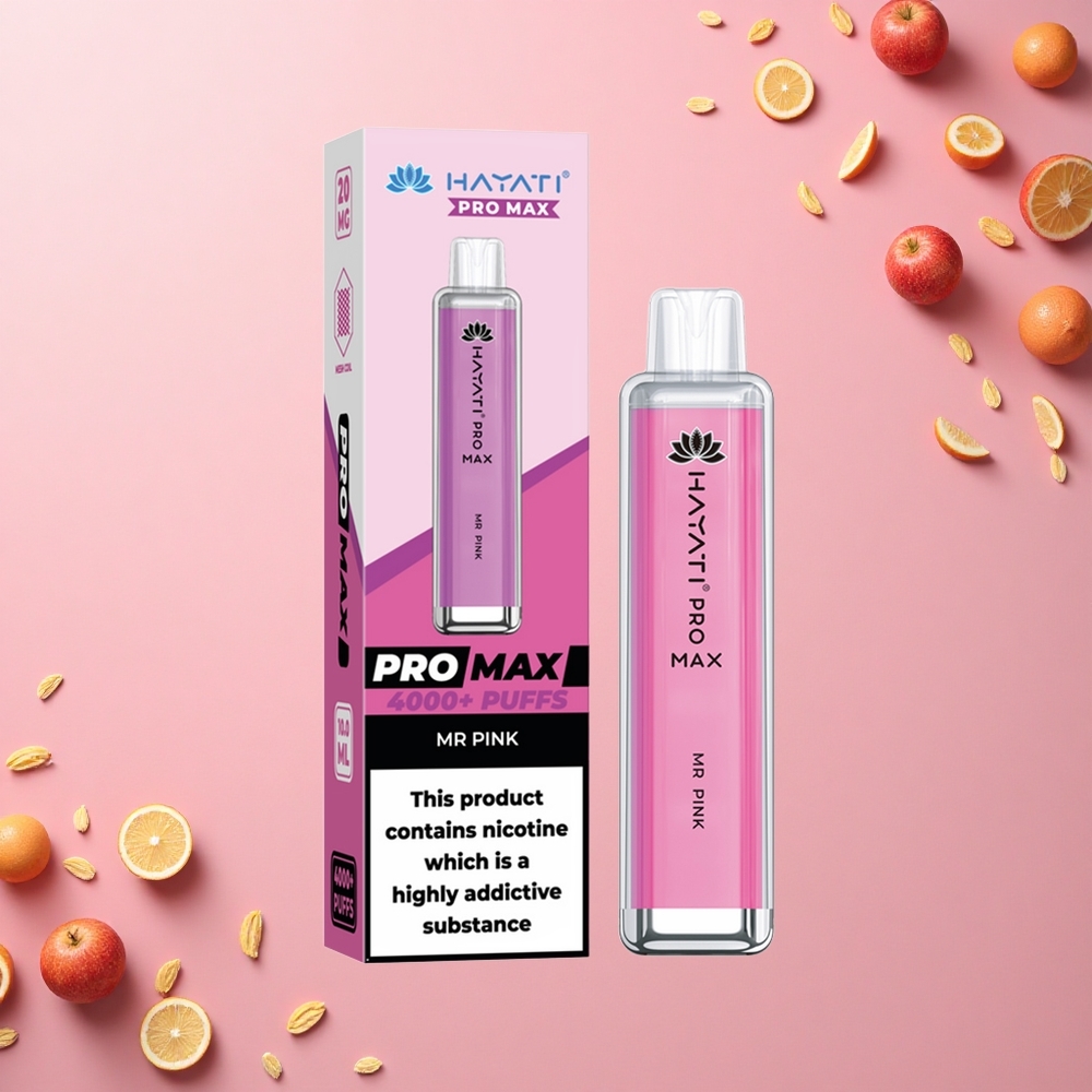 Hayati Pro Max 4000 Puffs السيد الوردي برو مكس 4000 نفخة بطارية قابلة للشحن 1400 مللي أمبير وعيار 2مل مع تعبئة تلقائية 10مل