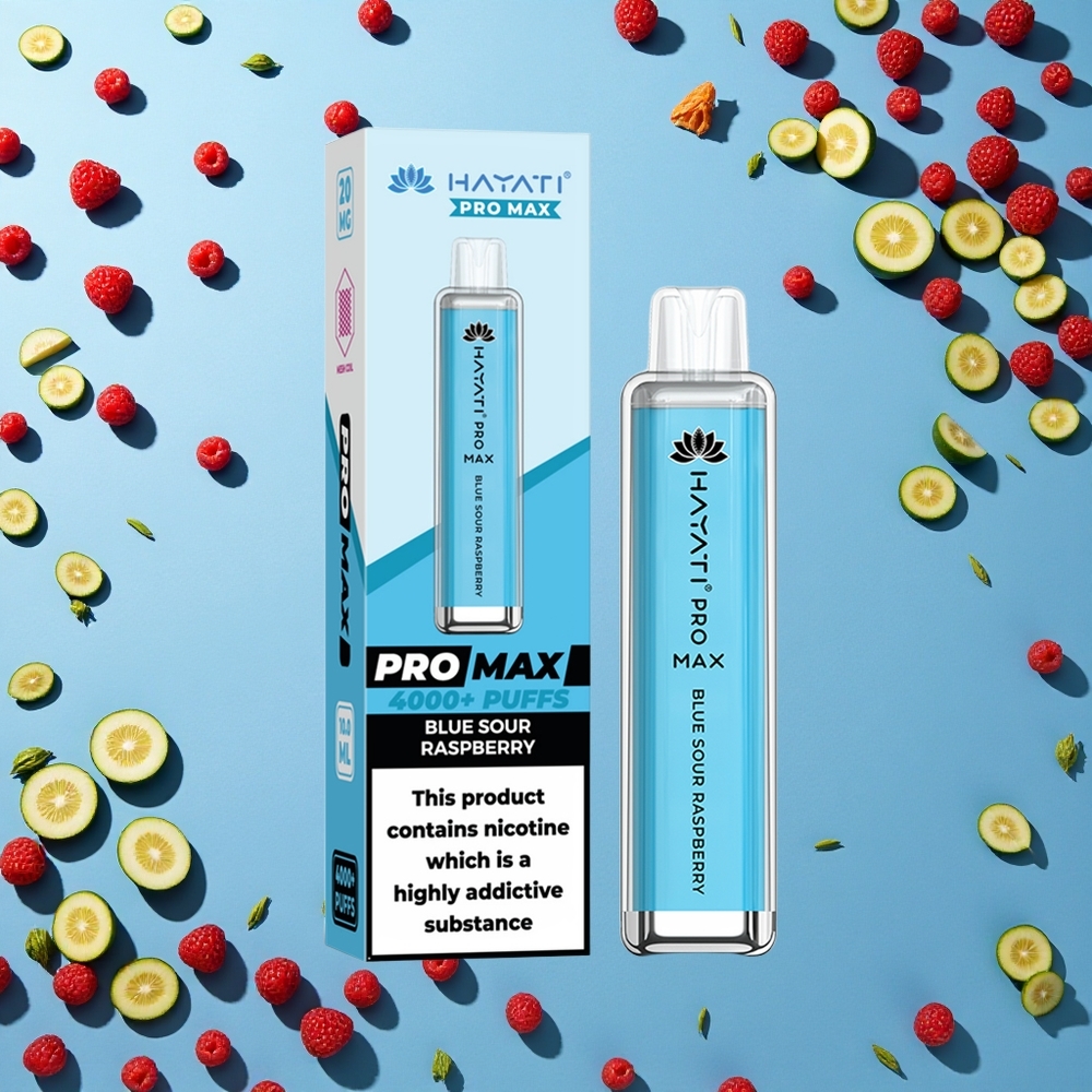 Hayati Pro Max 4000 Puffs التوت الحامض الأزرق المزدوج مع 5% نيكوتين وبطارية 1400 مللي أمبير