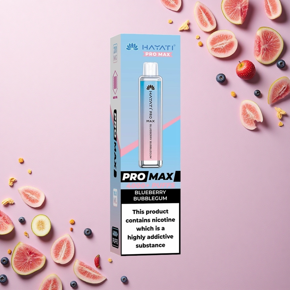 Hayati Pro Max 4000 Puffs علكة التوت الأزرق البلوري القابلة لإعادة الشحن