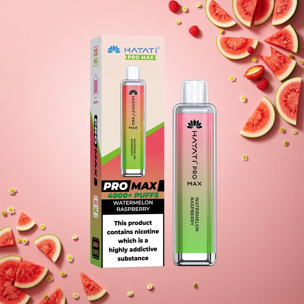 Hayati Pro Max 4000 Puffs بطيخ توت العليق بلوري شاحن