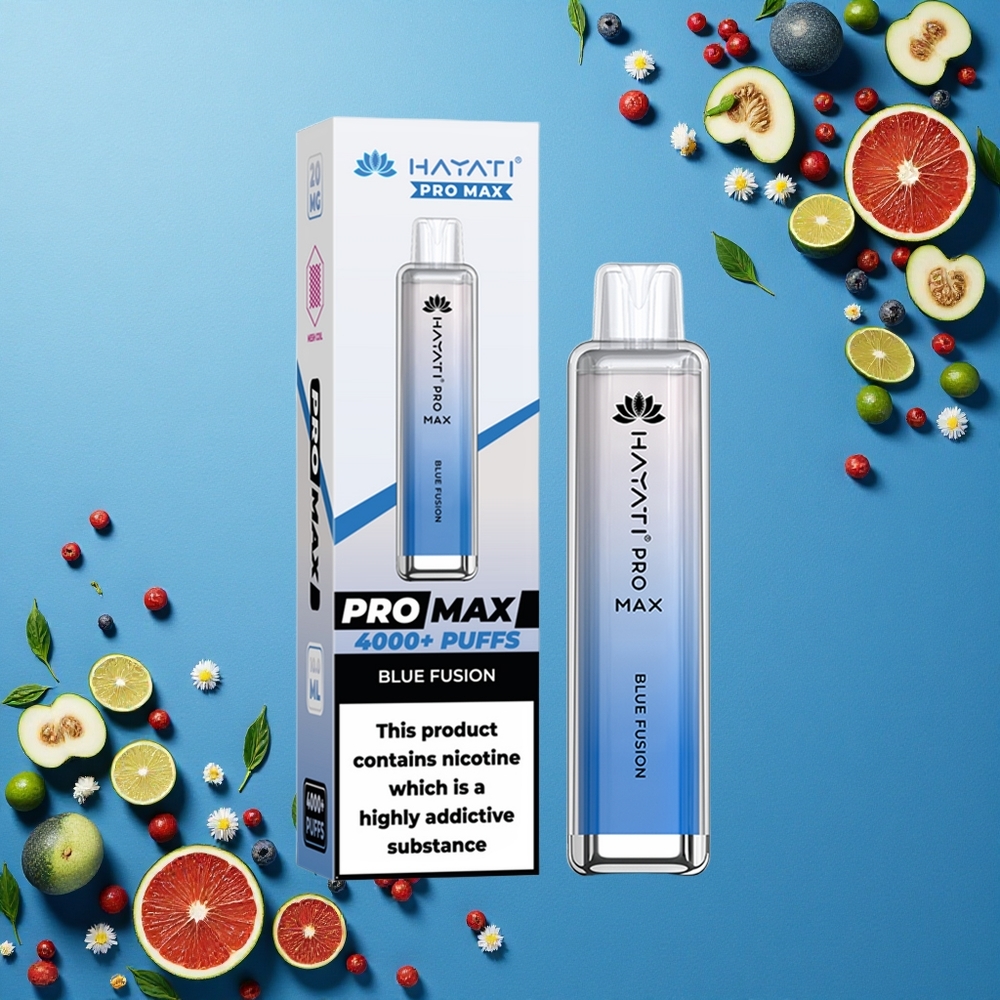 Hayati Pro Max 4000 Puffs الاندماج الأزرق بلوري بشاحن مزدوج