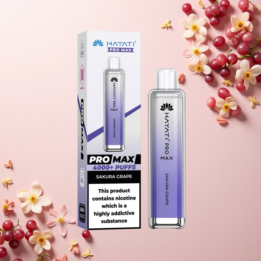 Hayati Pro Max 4000 Puffs عنب الساكورة بلورة ثنائية القوة