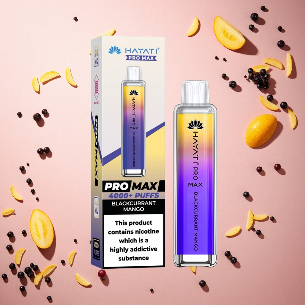 Hayati Pro Max 4000 Puffs عصير المانجو الأسود بلوري شاحن مزدوج