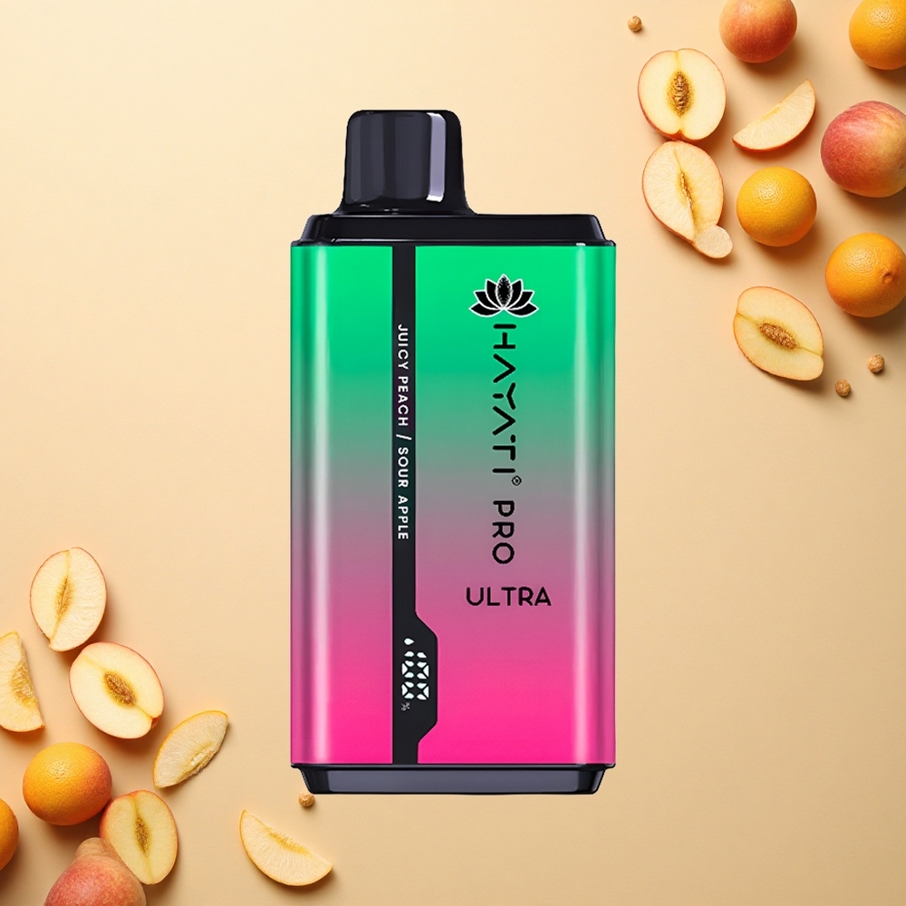 Hayati Pro Ultra 15000 Puffs تفاحة حامضة خوخ عصيري بسعة 24 مل و 2% نيكوتين