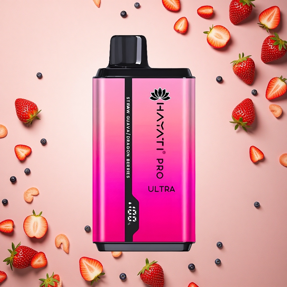 Hayati Pro Ultra 15000 Puffs توت التنين جوافة الفراولة بسعة 24مل وقوة 2% نيكوتين