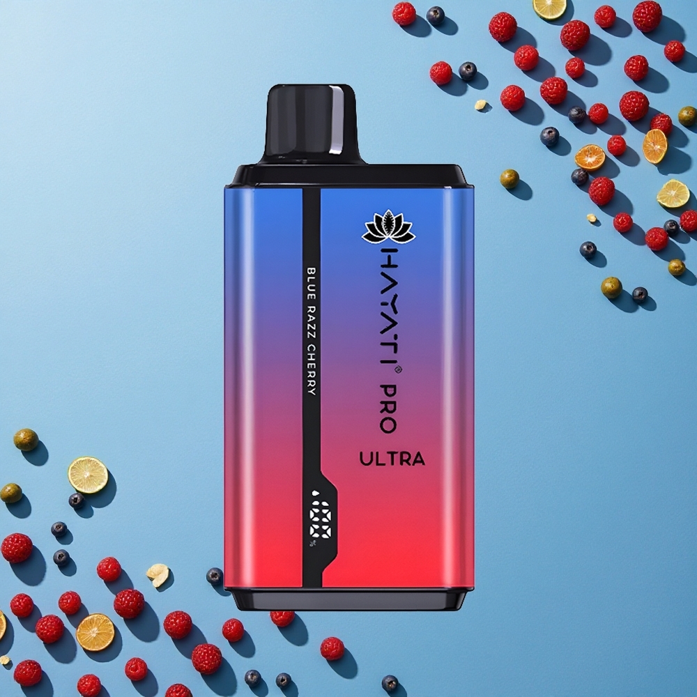Hayati Pro Ultra 15000 Puffs الكريز الأزرق الفاخر مع سعة 24 مل و 2% نيكوتين