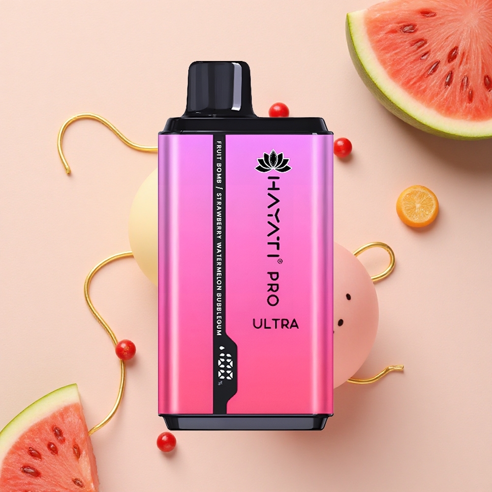 Hayati Pro Ultra 15000 Puffs فاكهة القنبلة بقشة بطيخ بعلكة مع سعة سائل 24 مل