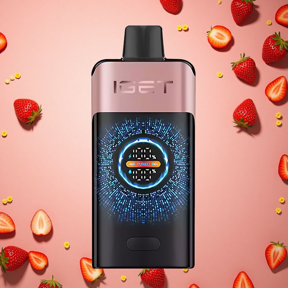 IGET ONE 12000 Puffs لُعْبَةُ الفَرَاوْلَةِ الكَهْرَبَائِيَّةِ بِشَاشَةٍ مُلَوَّنَةٍ كَبِيرَةٍ وَبَطَّارِيَّةٍ 2700 مِلْلي أَمْبِير